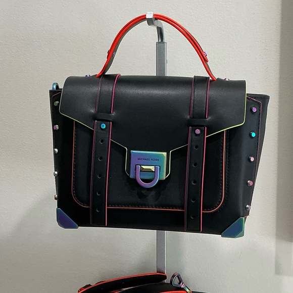 Michael Kors Black Satchel with Rainbow Accents - Picture 1 of 5